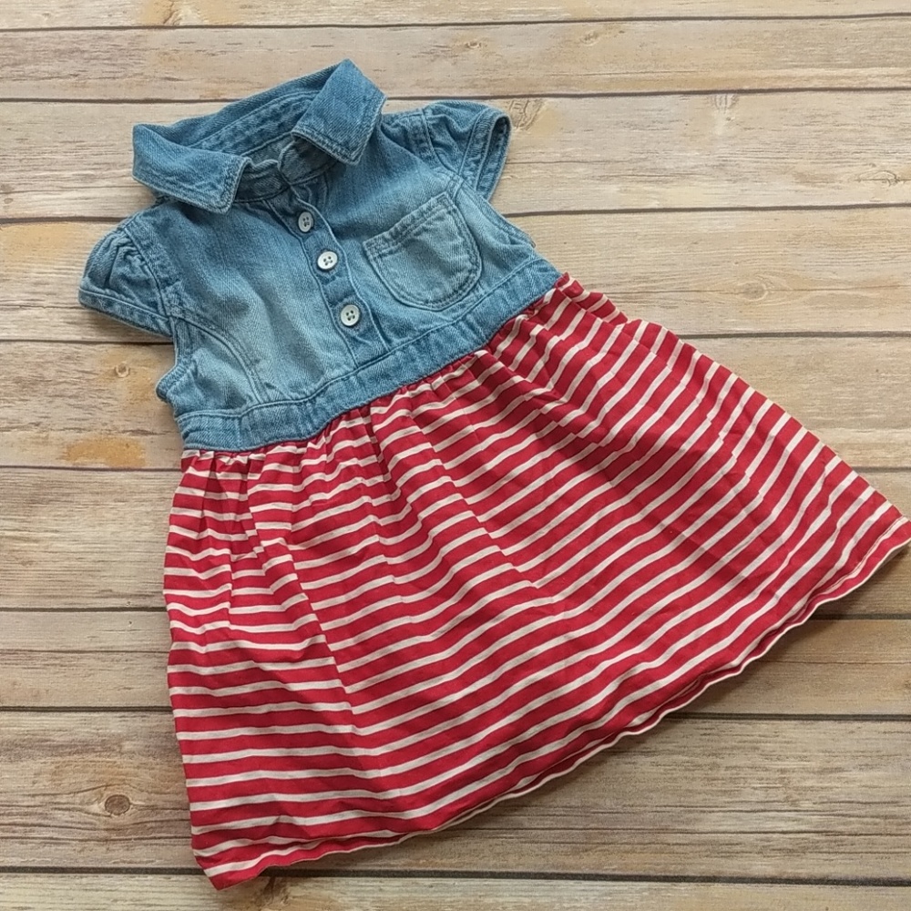 Old Navy Denim & Red Stripe Dress